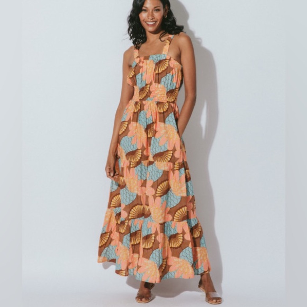 CLEOBELLA Jolene Smocked Ankle Maxi Midi Dress 100% GOTS Organic Cotton NEW - Picture 3 of 15